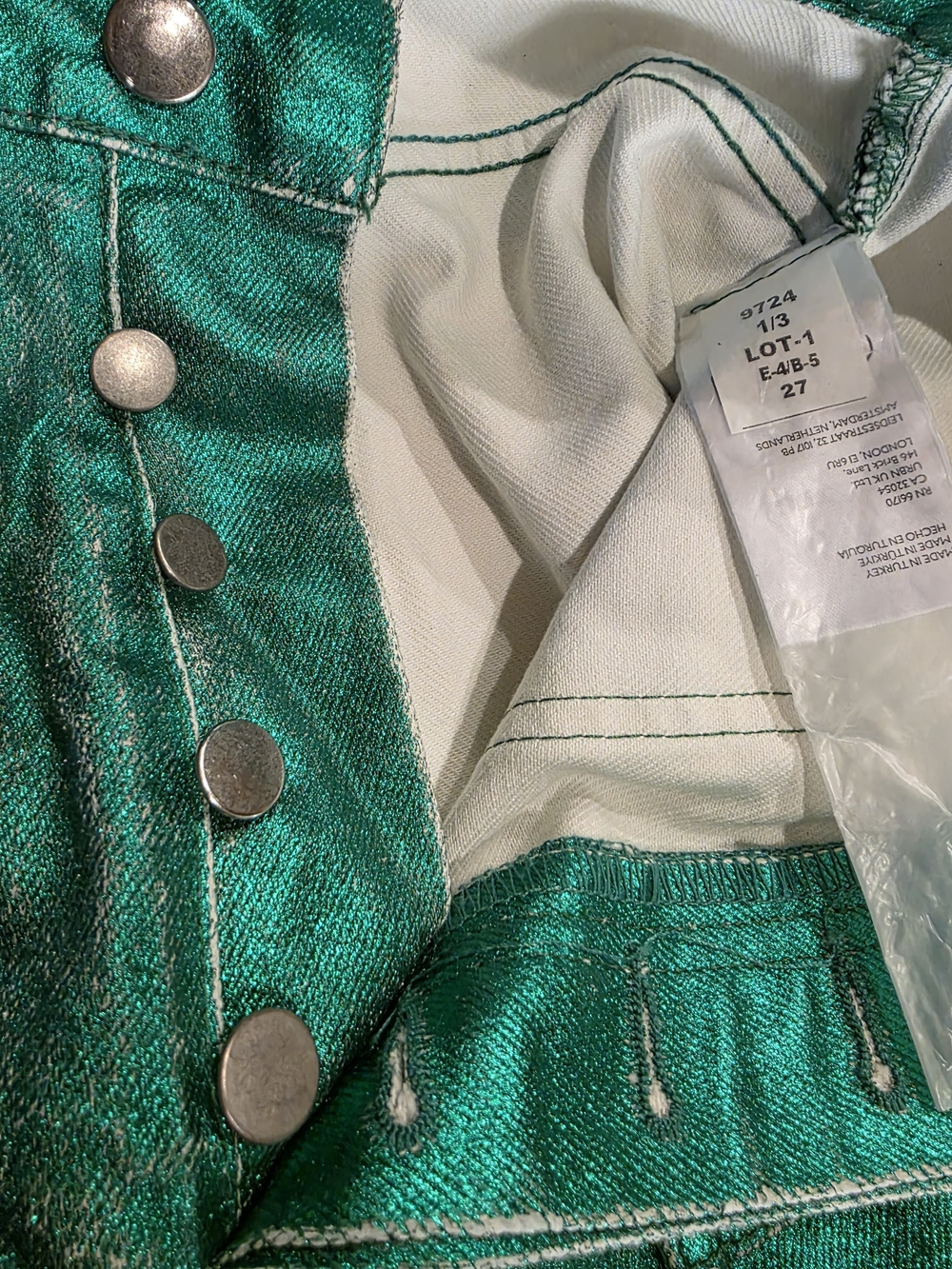We The Free Moxie Metallic Emerald Green Barrel Jeans - Picture 4 of 6